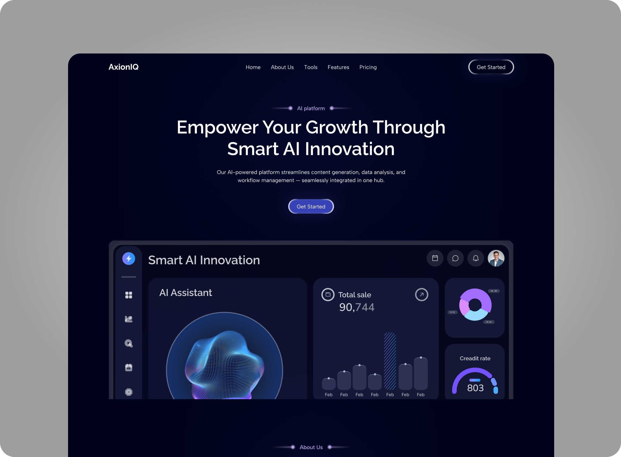 AxionIQ AI innovation Webflow template preview