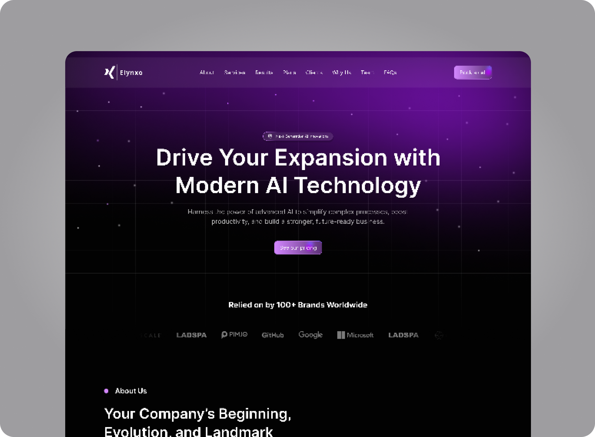 Elynxo AI technology Webflow template preview
