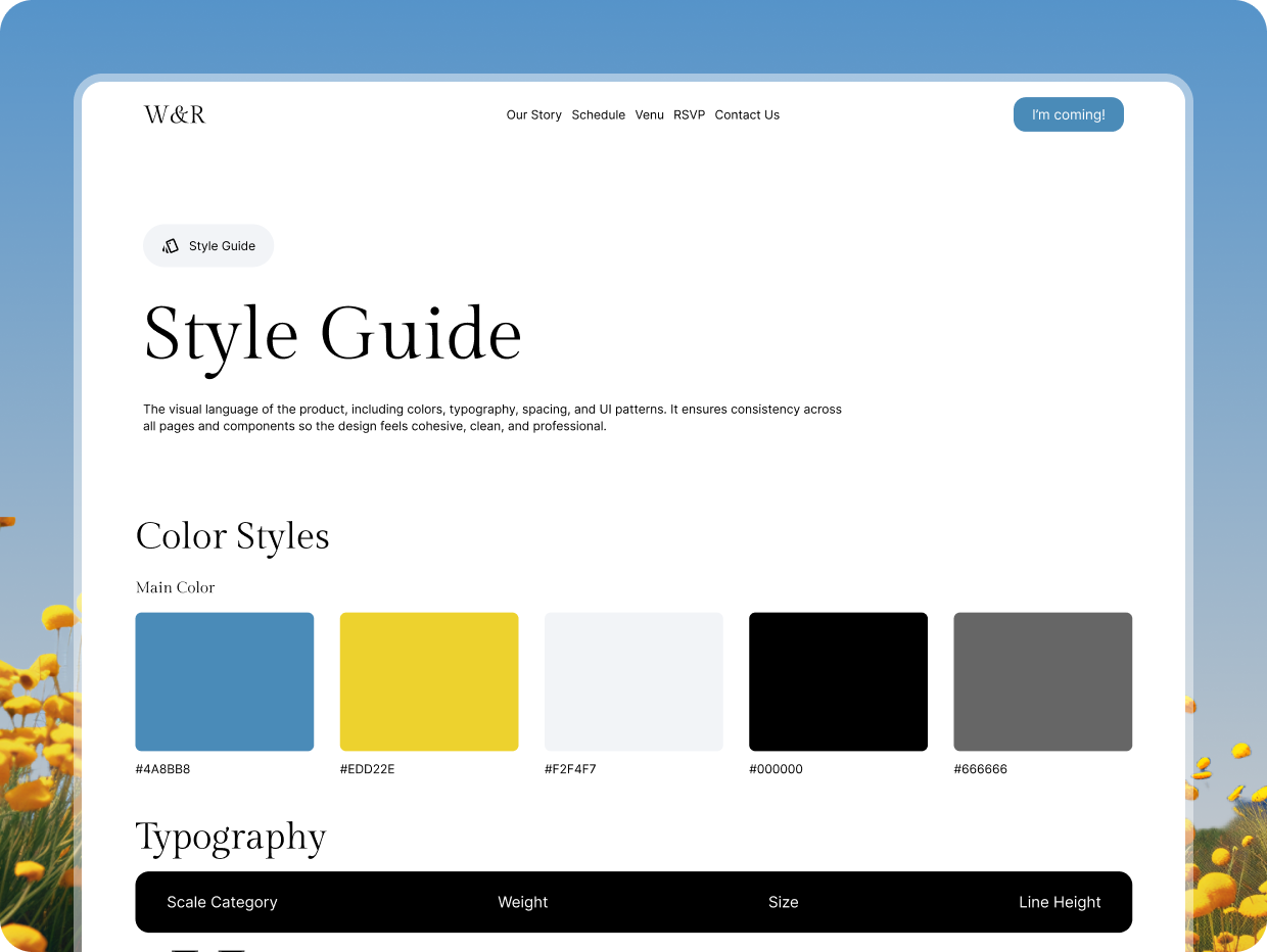 W&R Celebration wedding template — style guide
