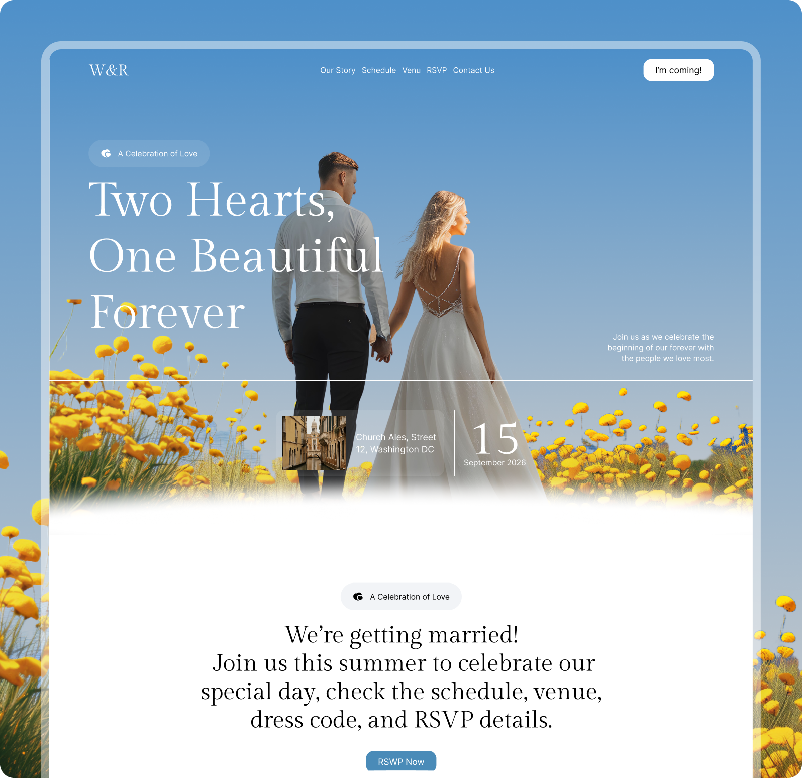 W&R Celebration wedding template homepage design