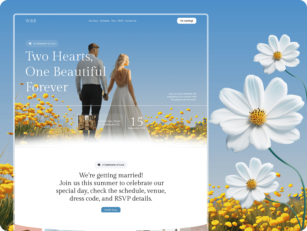 W&R Celebration elegant wedding website template preview