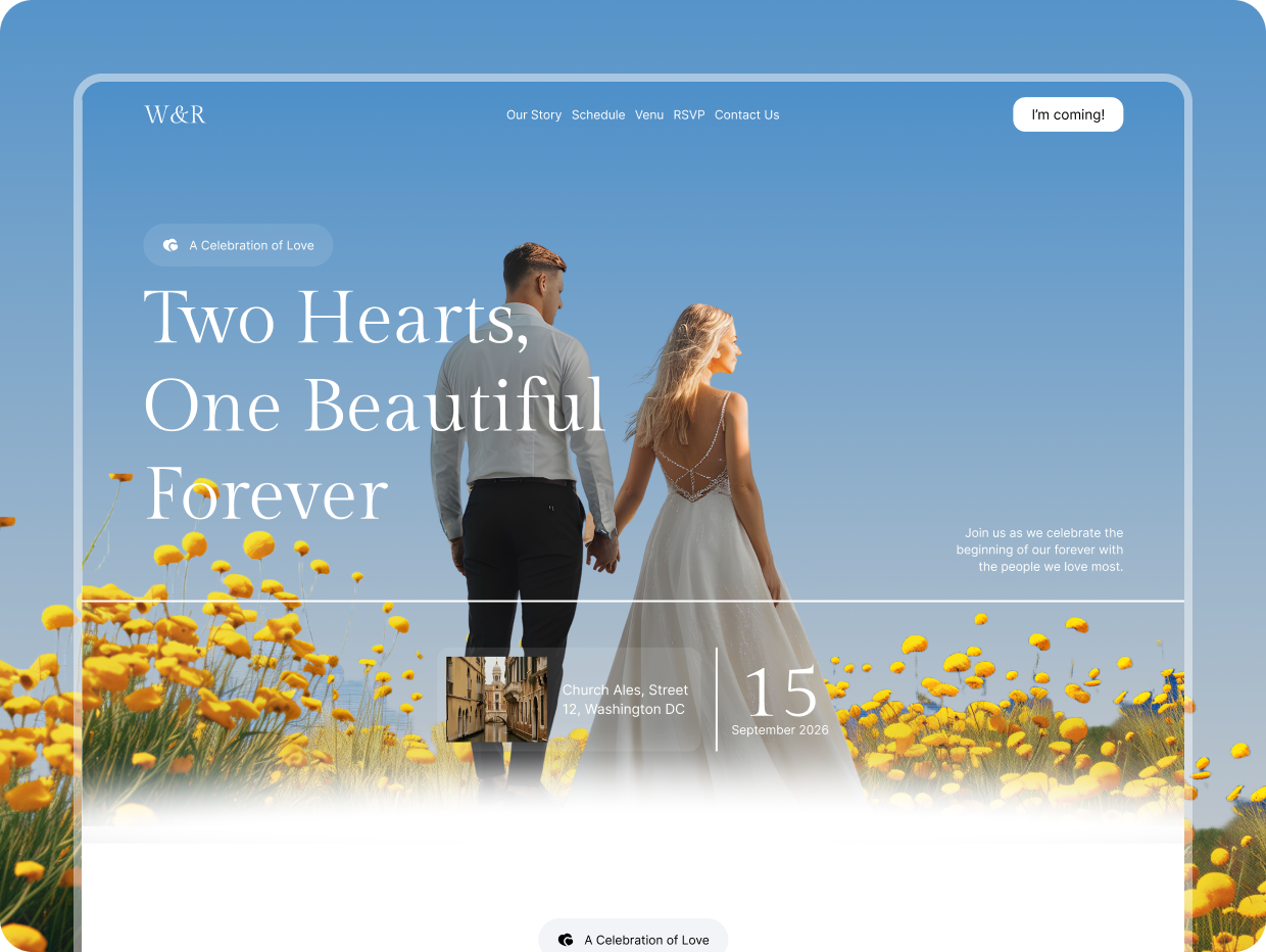 W&R Celebration wedding template — landing page