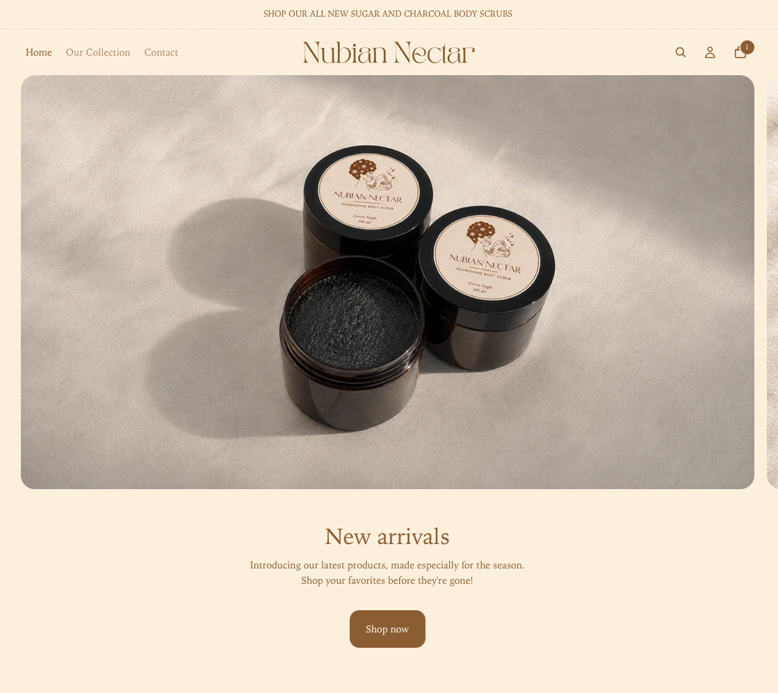 CGMedia design of Nubian Nectar's Website.