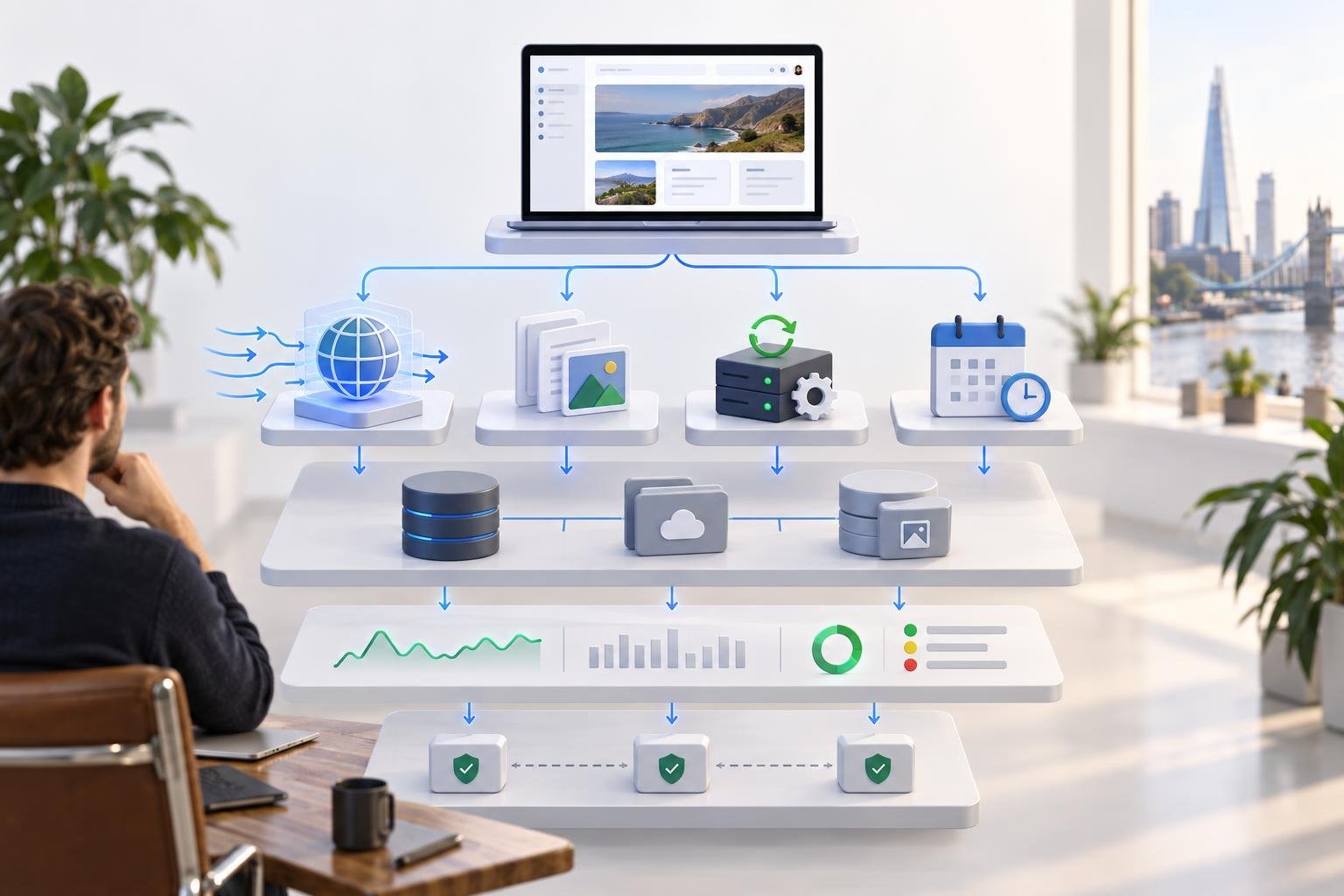 A founder choosing between four production deployment paths for a web application, with separate live data, monitoring and recovery layers.