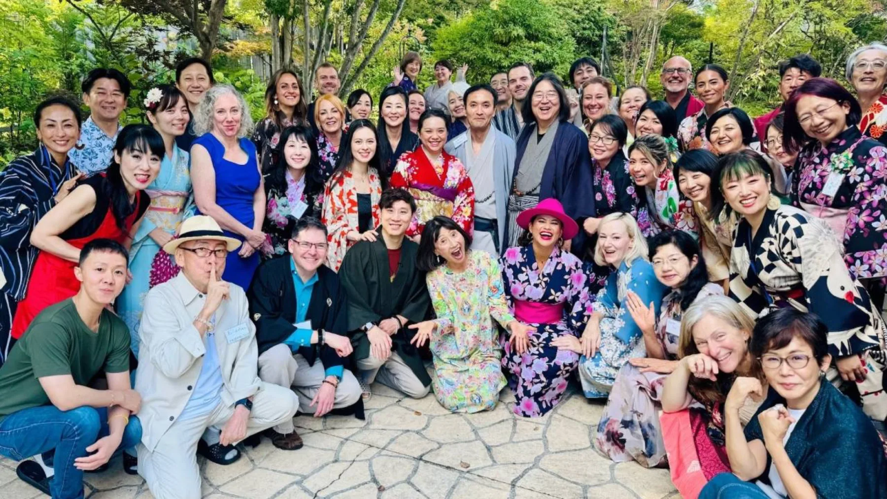 The retreat circle together in the garden