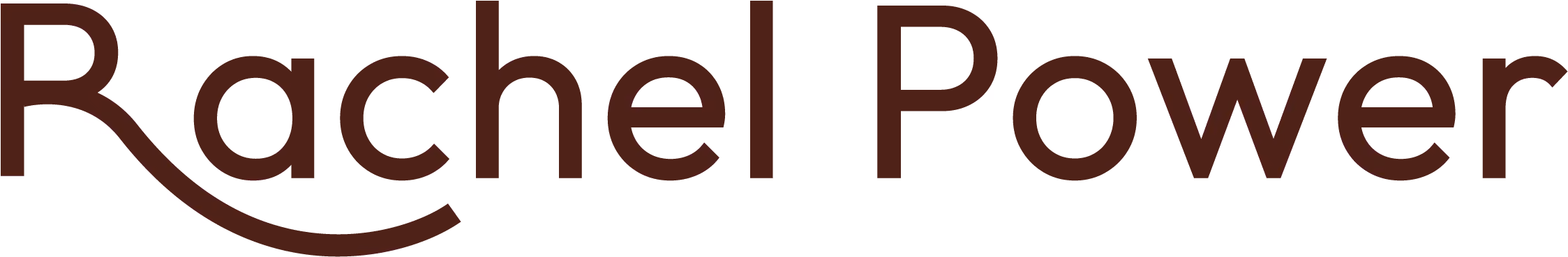 Text logo reading Rachel Power in dark brown on a white background.
