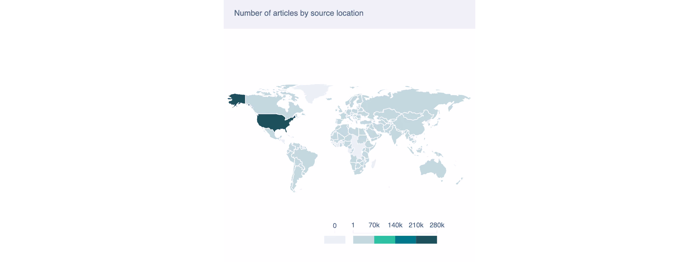 Heat map showing media coverage by source location