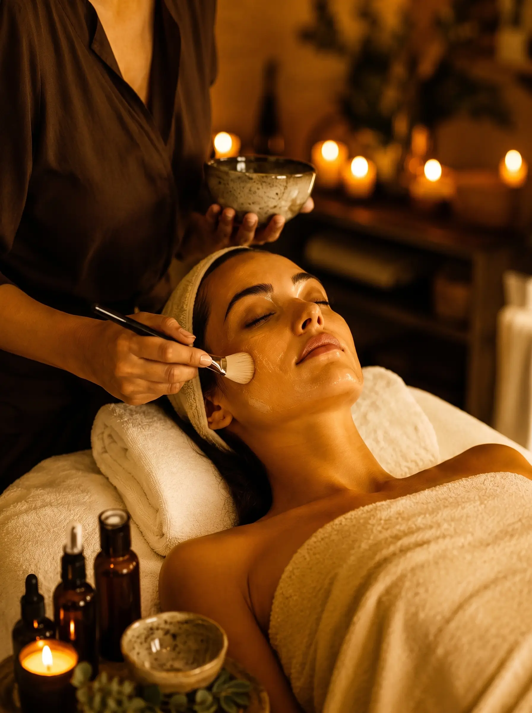 Botanical cleansing facial treatment in the Basic Glow package