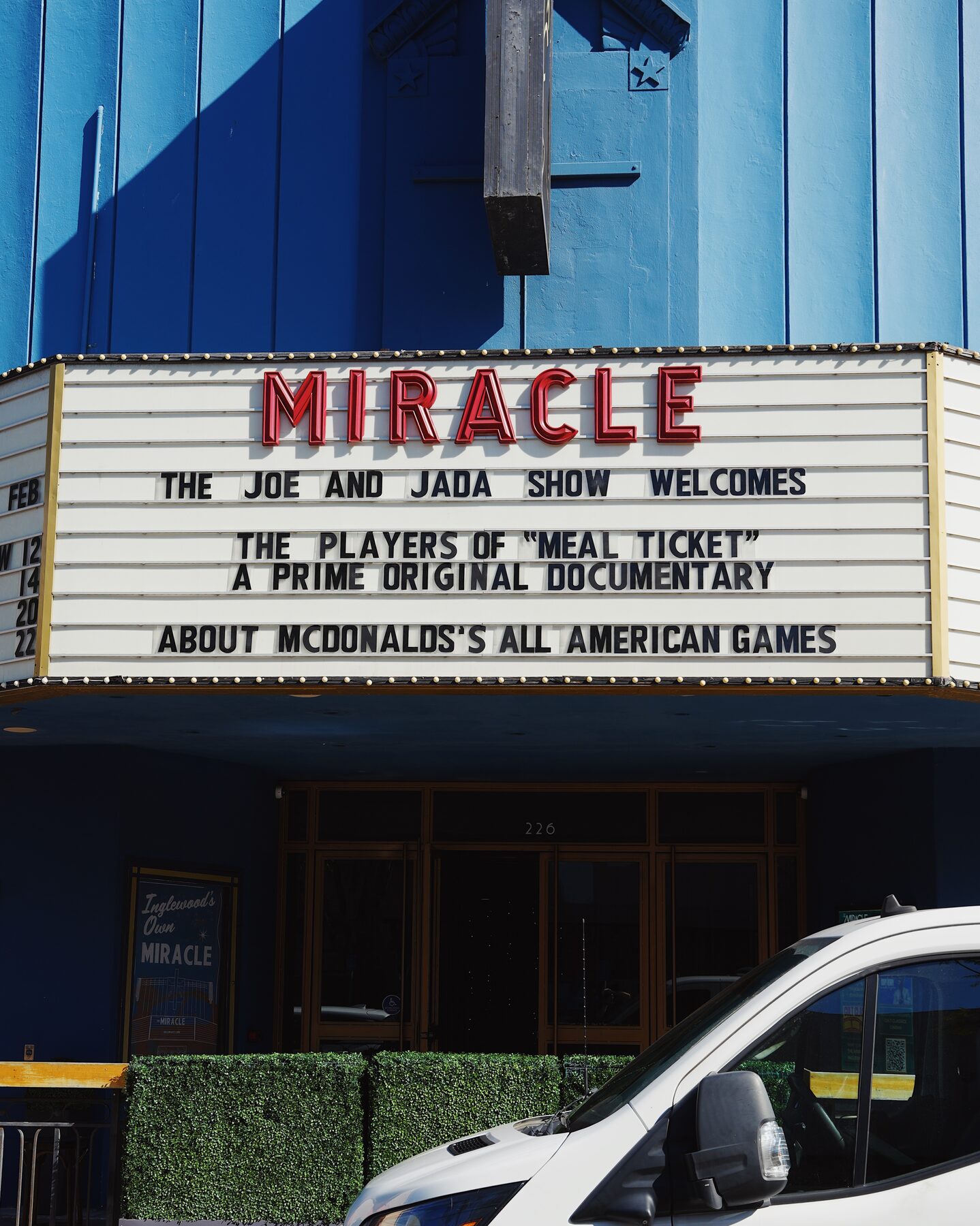 The Miracle marquee announcing the taping on Market Street