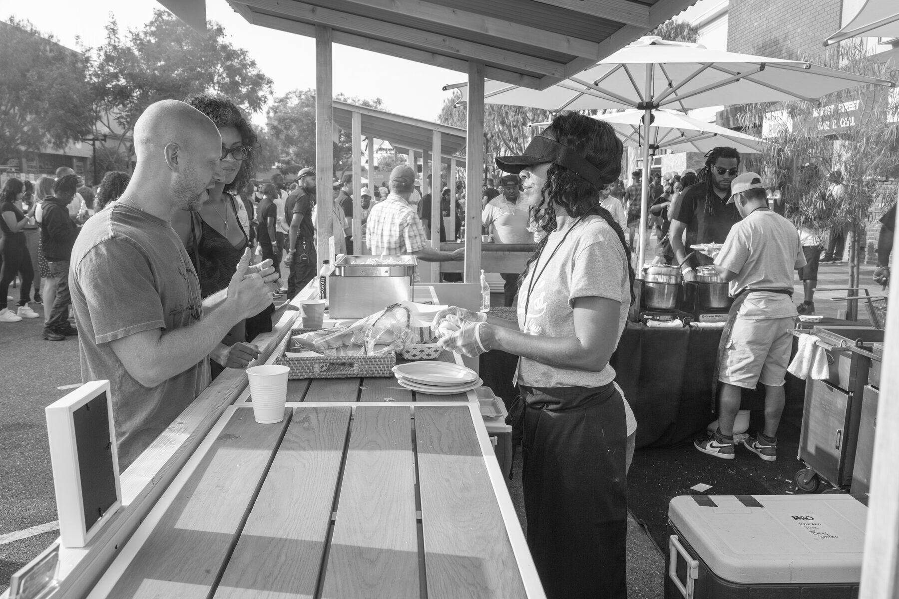 Guests on the block during the party