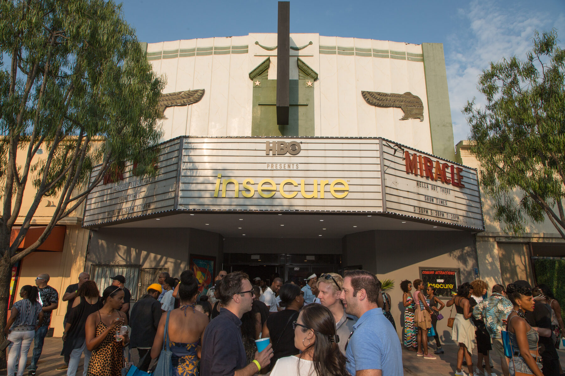 The Miracle marquee reading HBO presents Insecure
