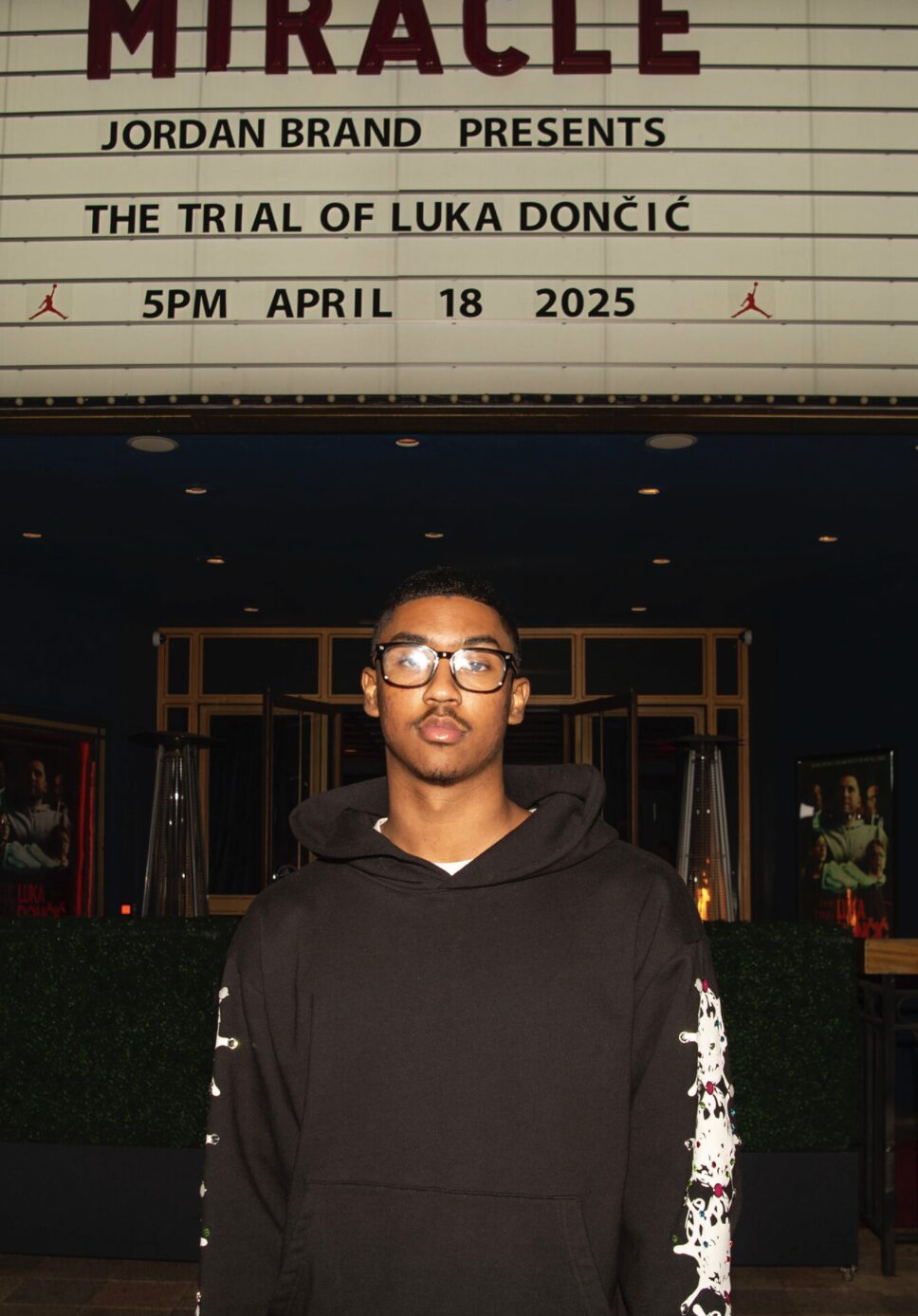 Marquee reading Jordan Brand Presents The Trial of Luka Doncic