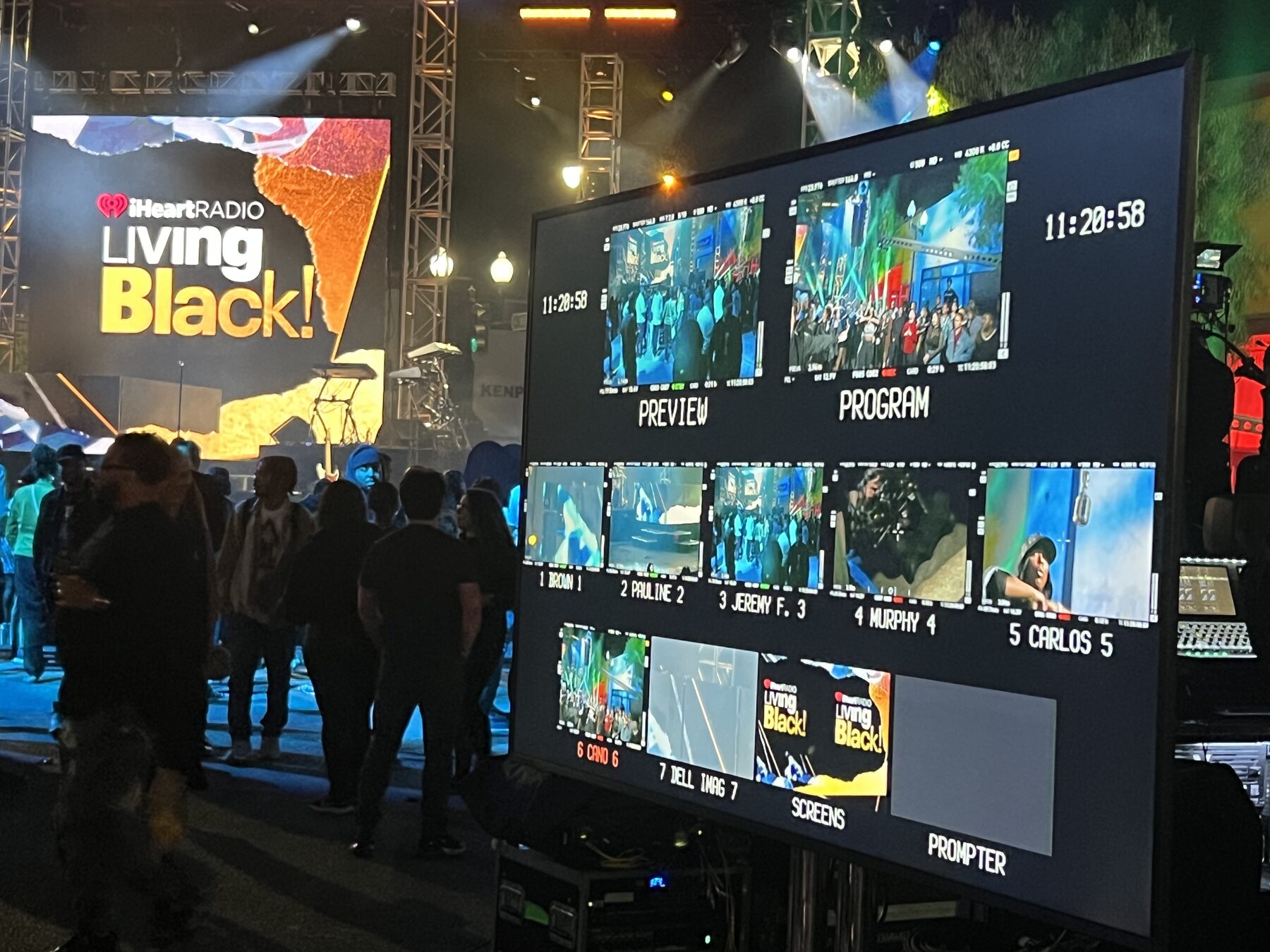 Preview and program monitors at video village