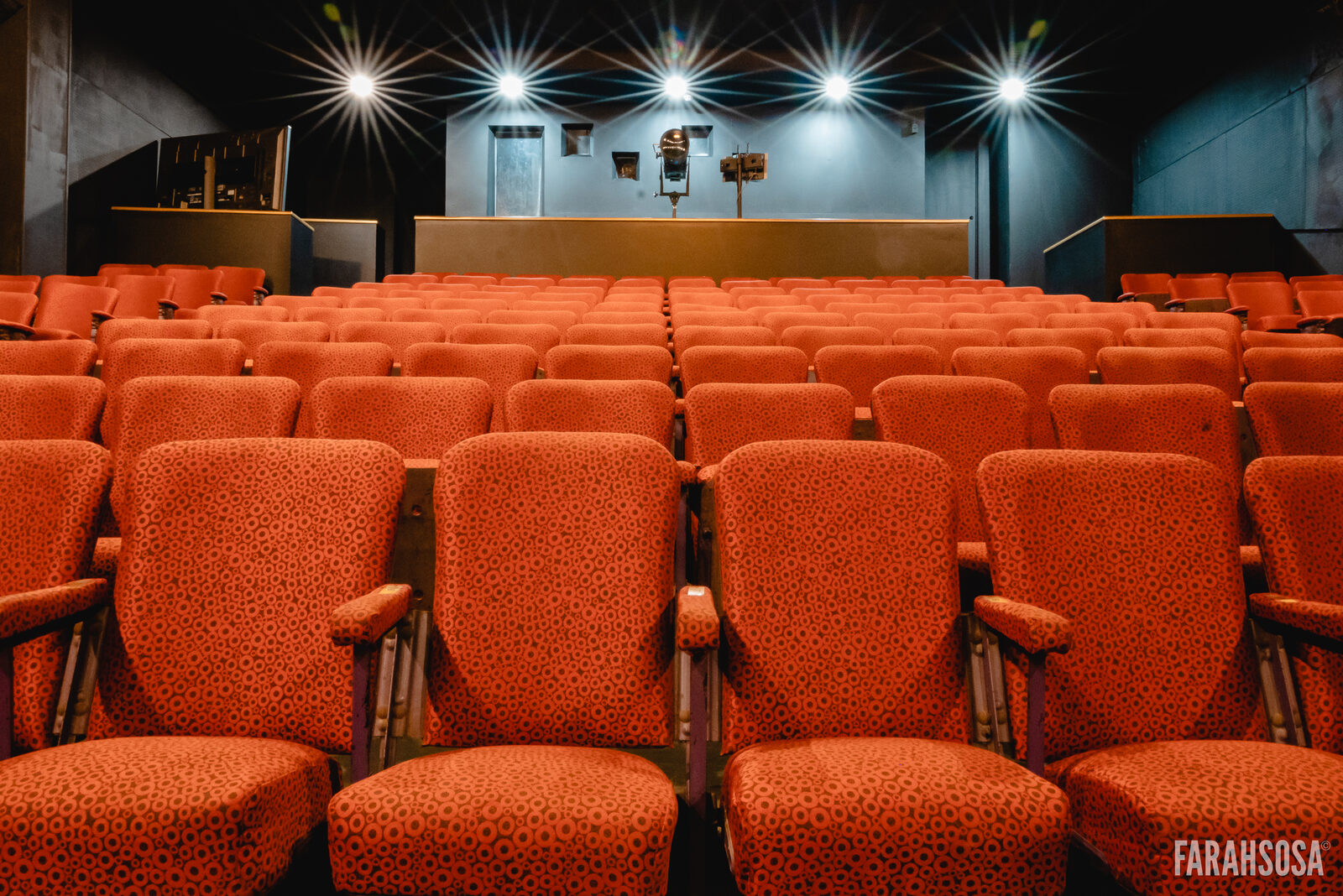Restored red seats in the auditorium