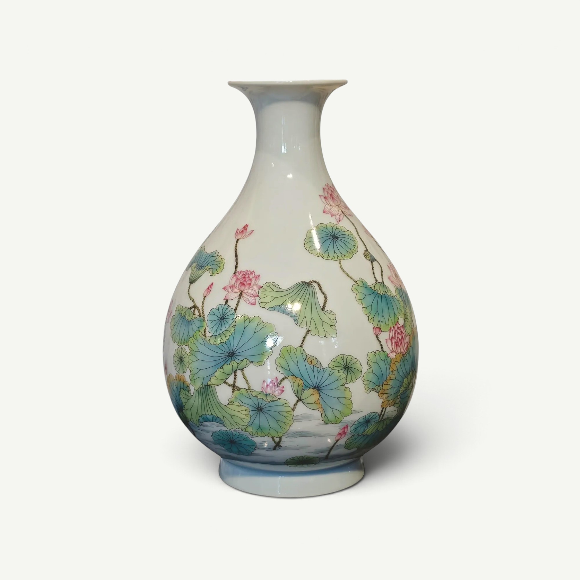 Famille-Rose ‘Lotus’ Yuhuchunping Vase, Yongzheng Style