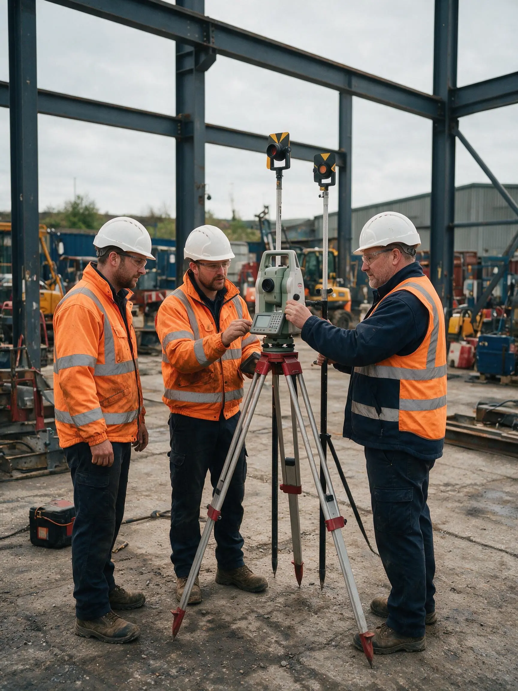 Instructor demonstrating total station setup to site trainees.