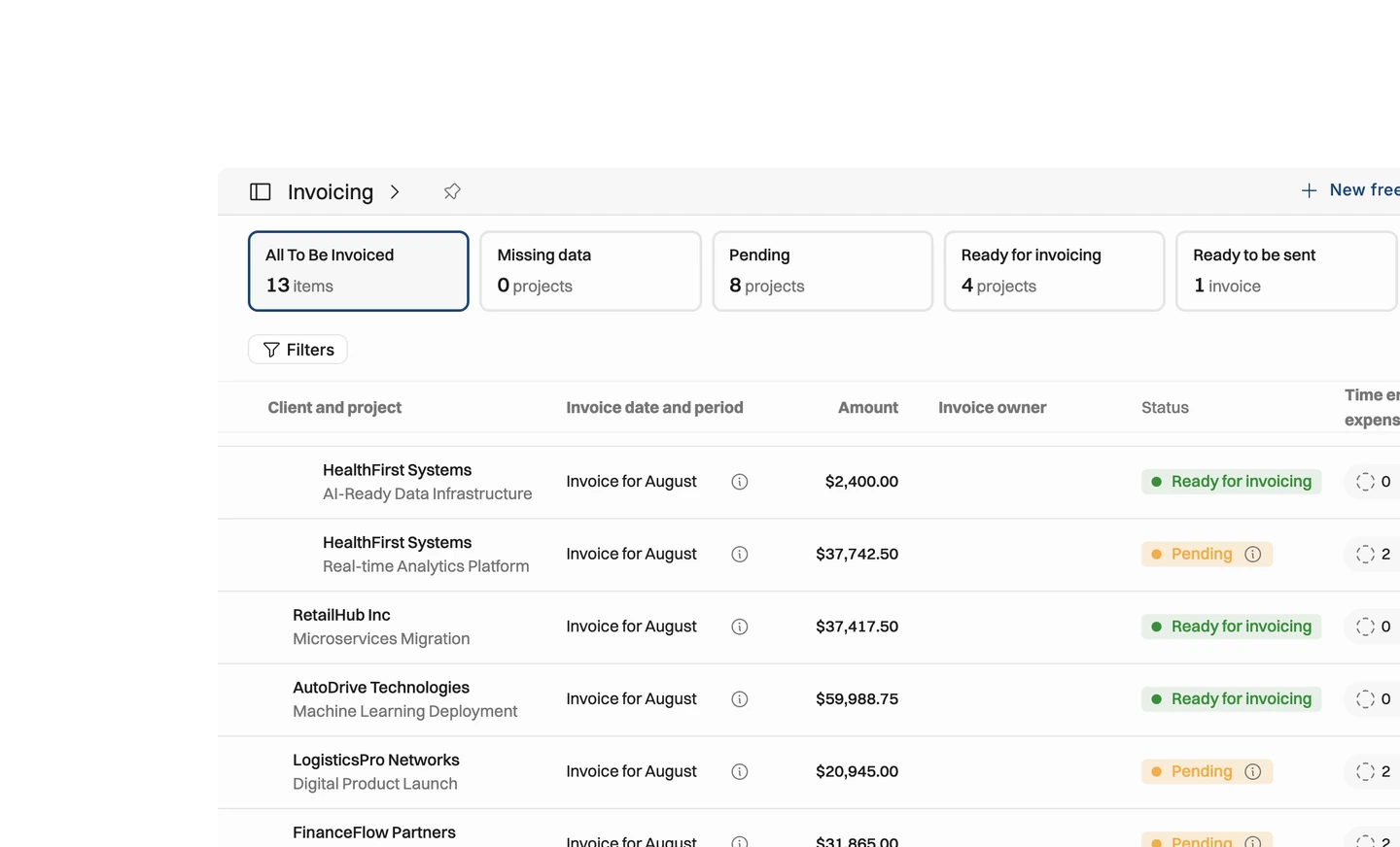 Operating bill what you delivered — Approved hours and fees become invoices without a spreadsheet in between, and land in your accounting system.
