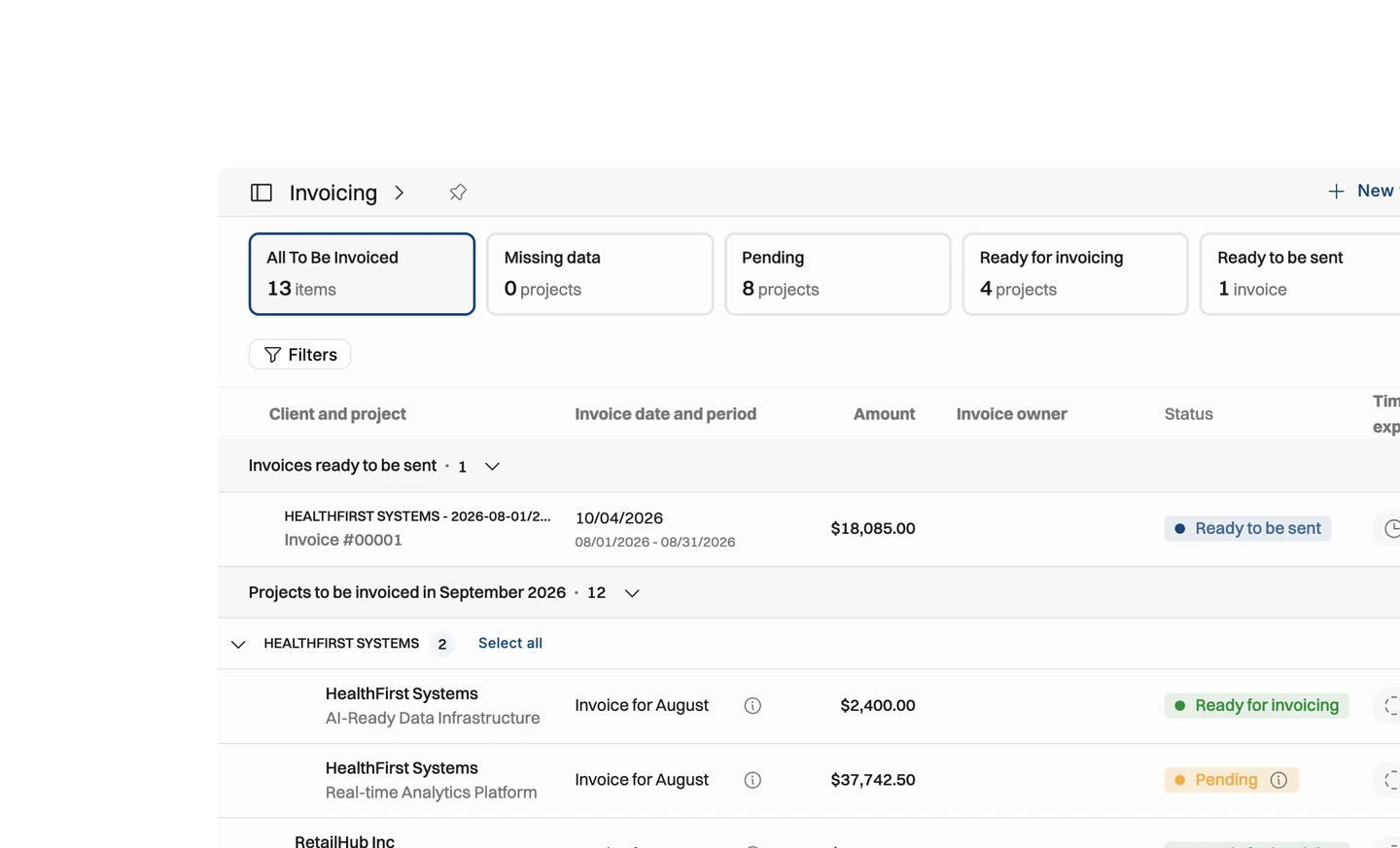 Operating close the month without a reconciliation project — Approved hours flow through revenue recognition into invoicing, and out to your ledger.