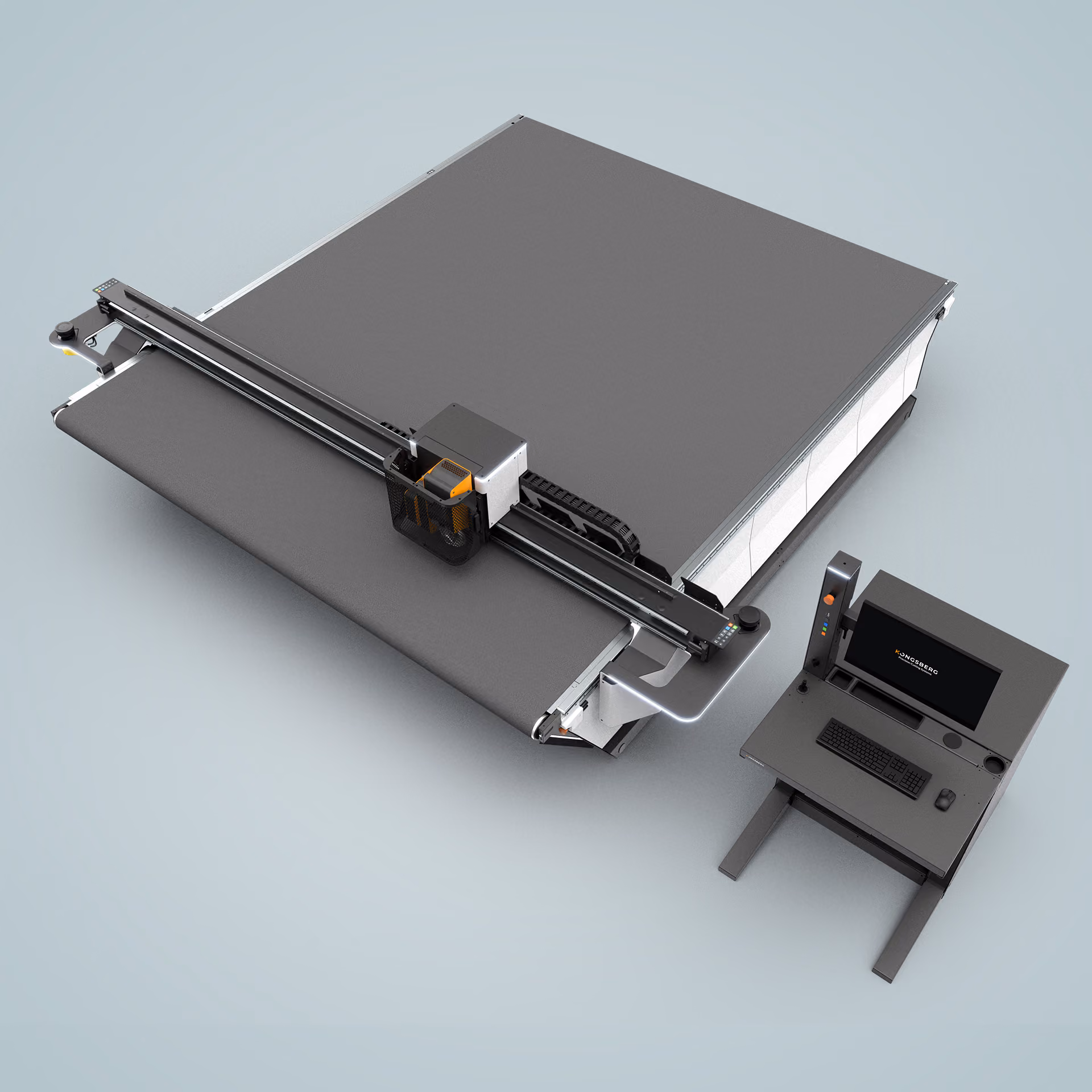 Top view of a Kongsberg Ultimate 64 cutting table