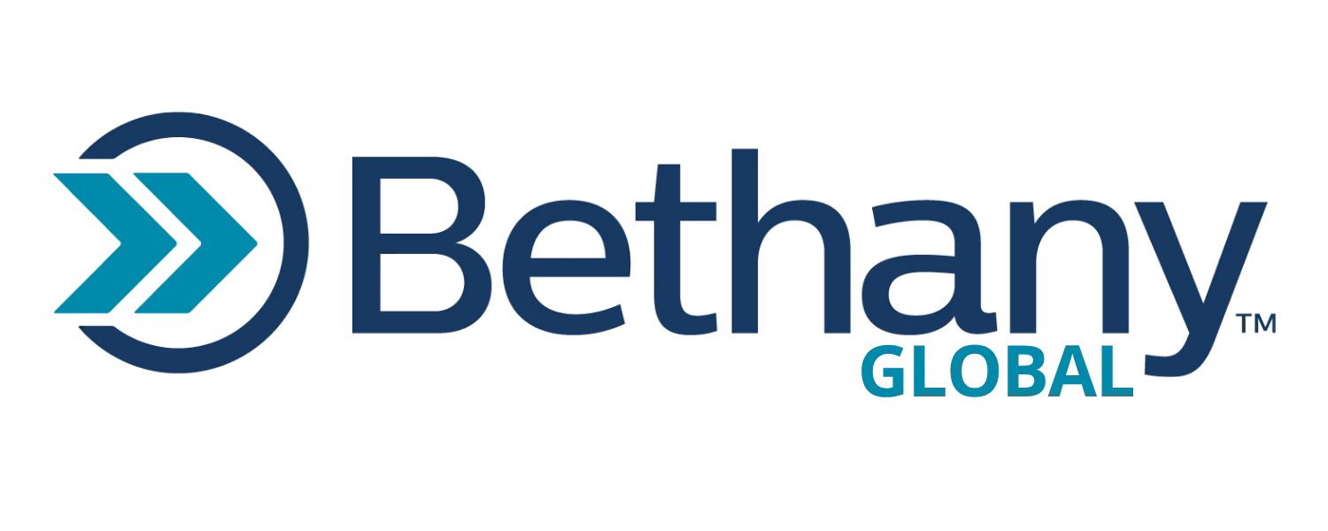 Bethany Global logo with blue arrows in a circle and text 'Bethany GLOBAL'.