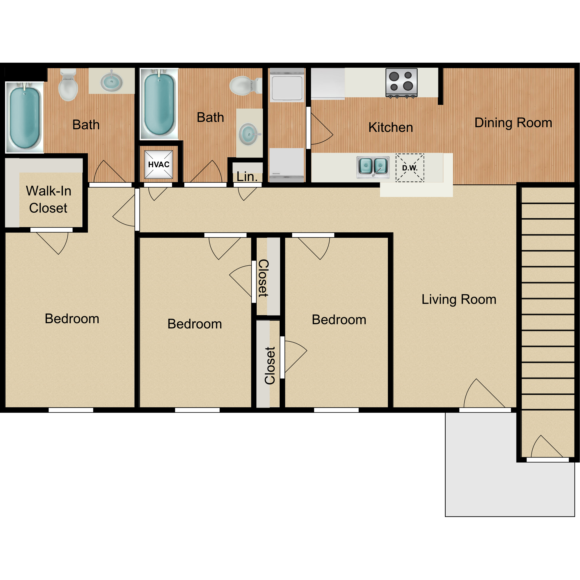 3 Bed 2 Bath