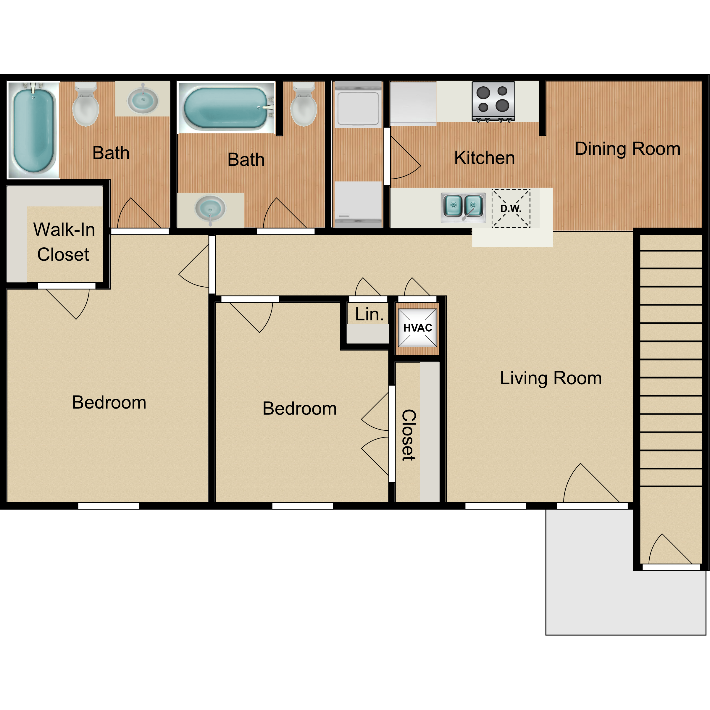 2 Bed 2 Bath
