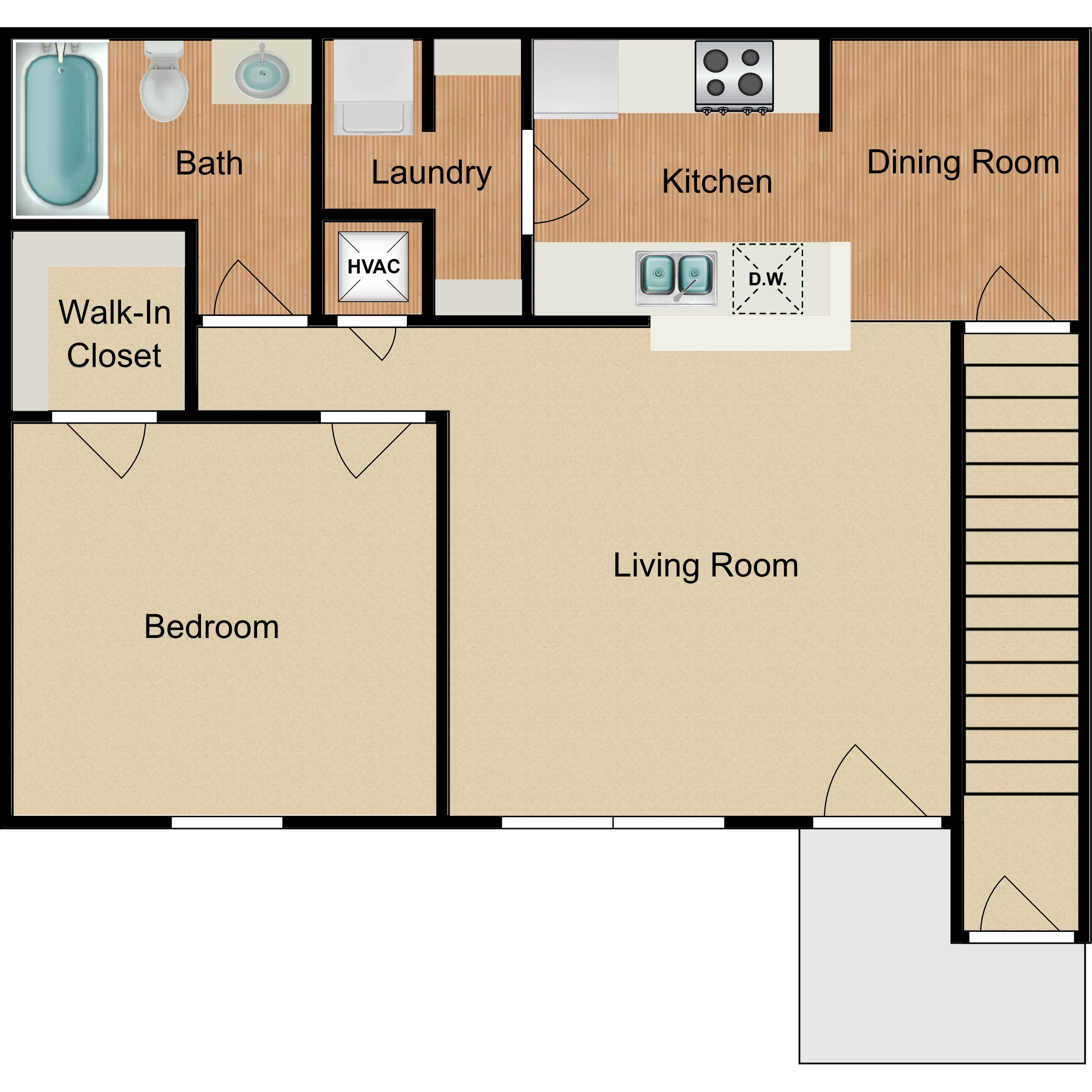 1 Bed 1 Bath