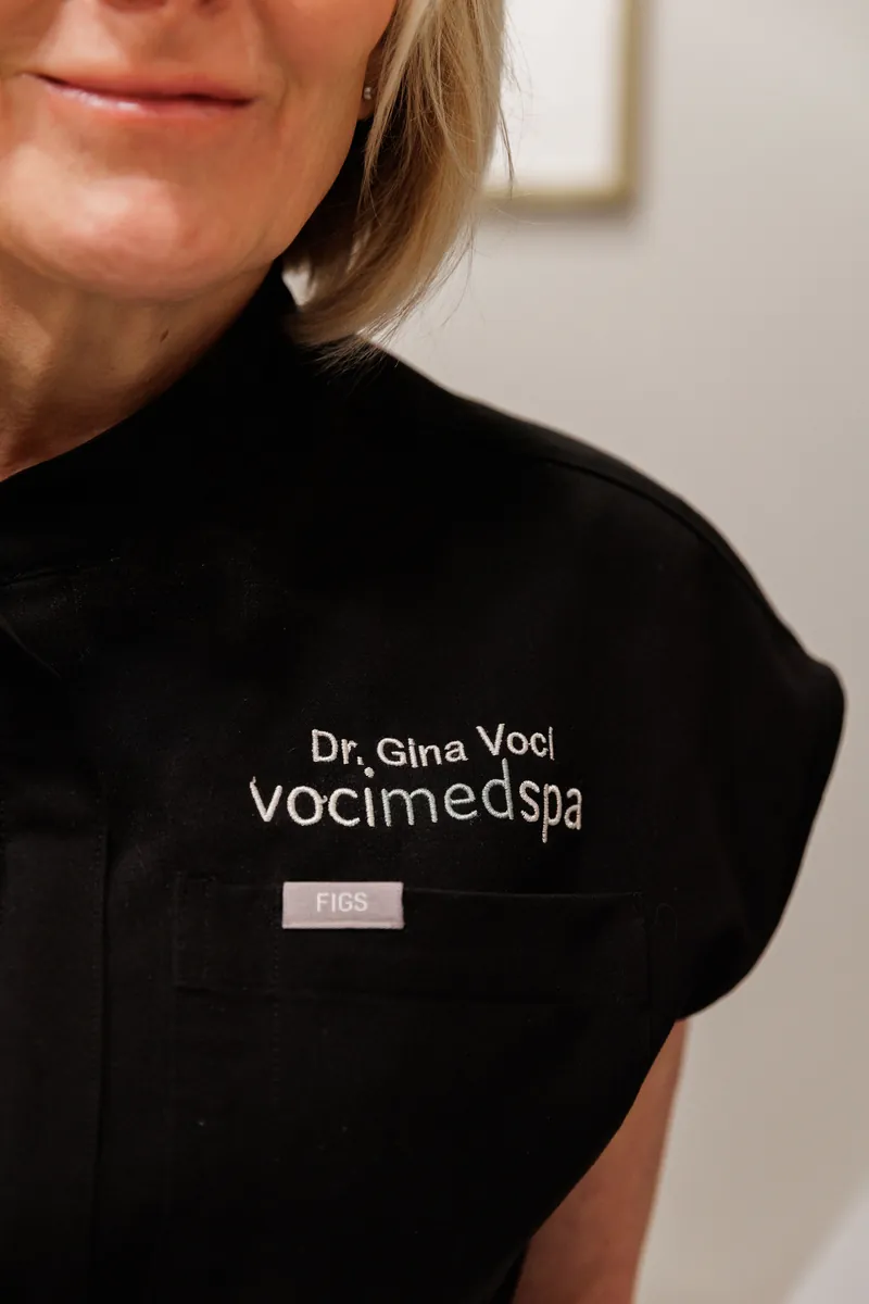 Dr. Gina Voci's embroidered Voci MedSpa uniform