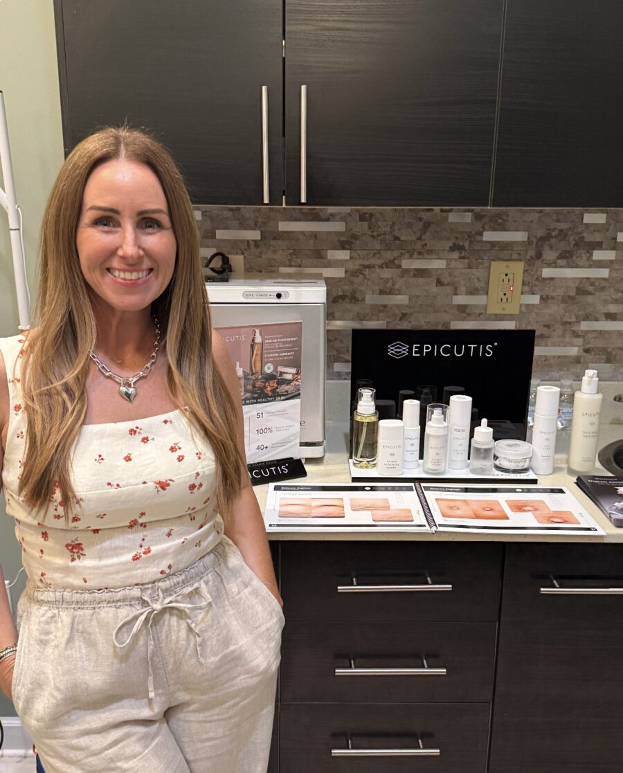 Epicutis skincare display in a treatment room