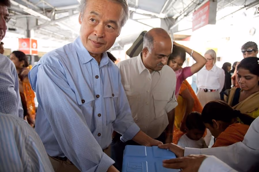 Founder Tachi Yamada in rural community looking to side