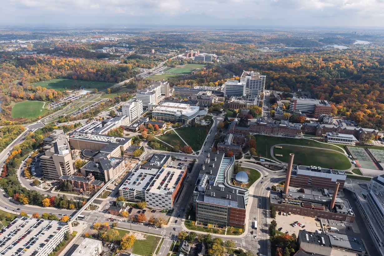 University of Michigan commons medical campus aerial view
