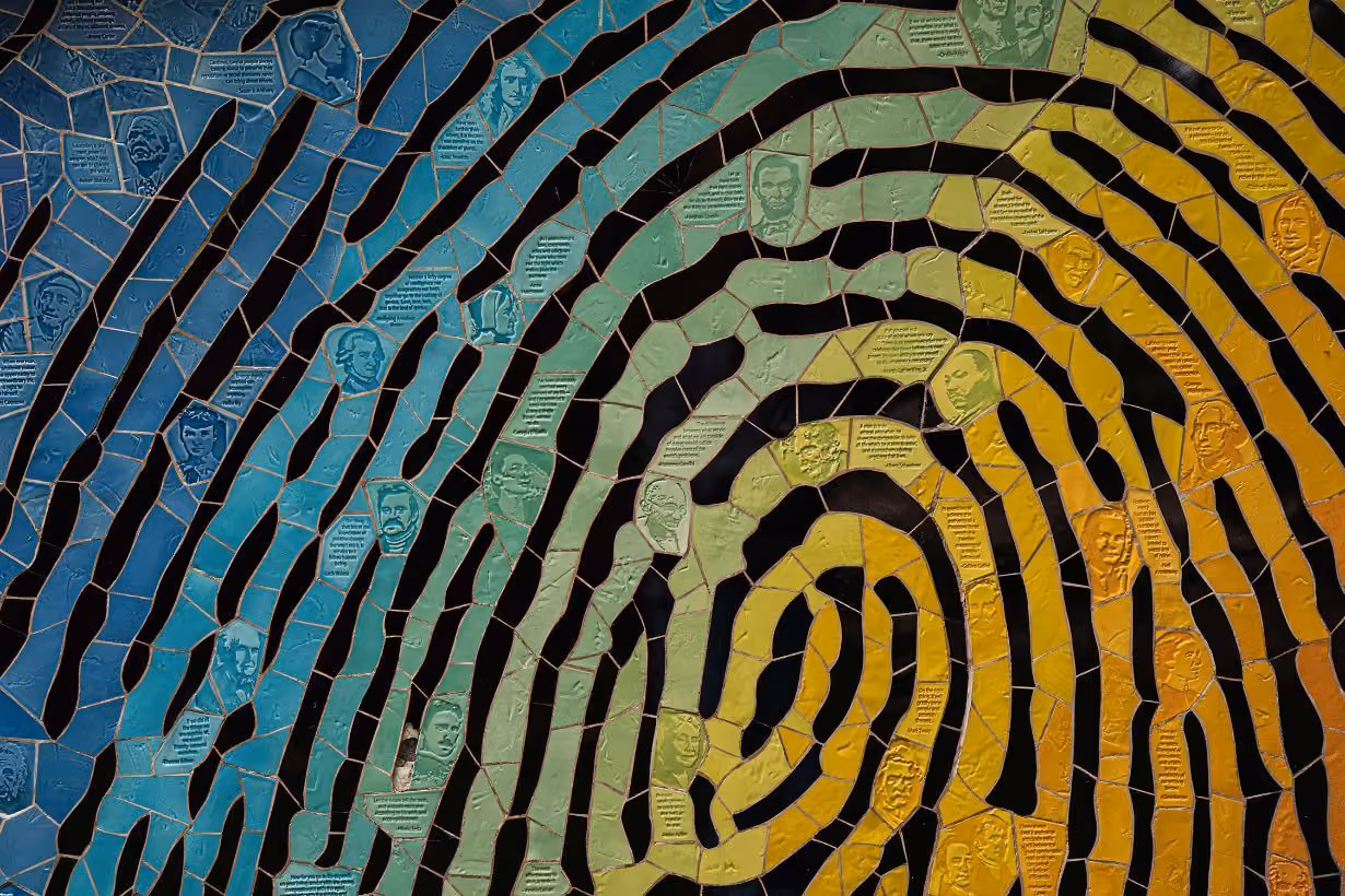 University of Michigan Flint commons thumb print mosaic wall