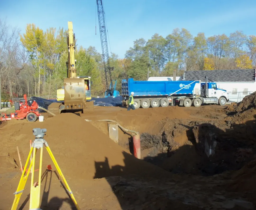 excavation equipment at excavation site