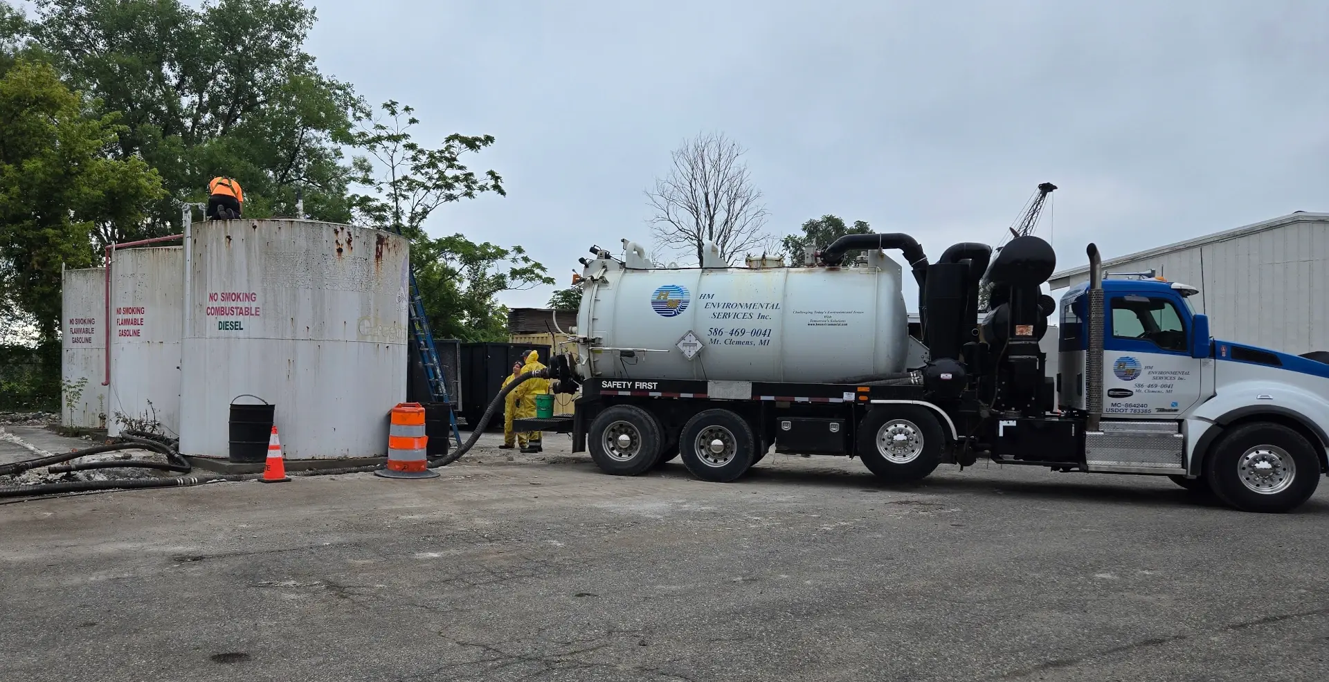 above ground tanks being worked on