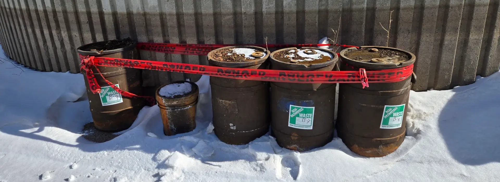 waste drums taped off ready for transport