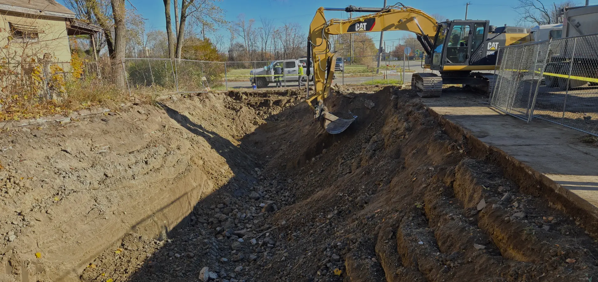 area where soil was excavated