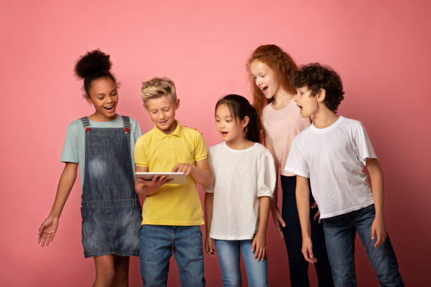Parents and children engaging with media