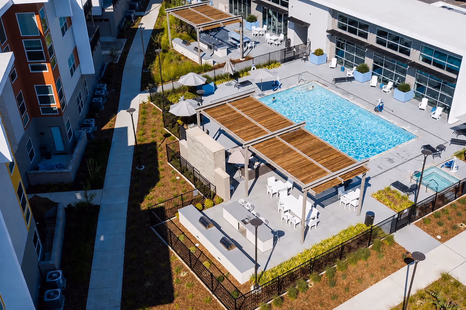 Aerial view of the outdoor entertainment area