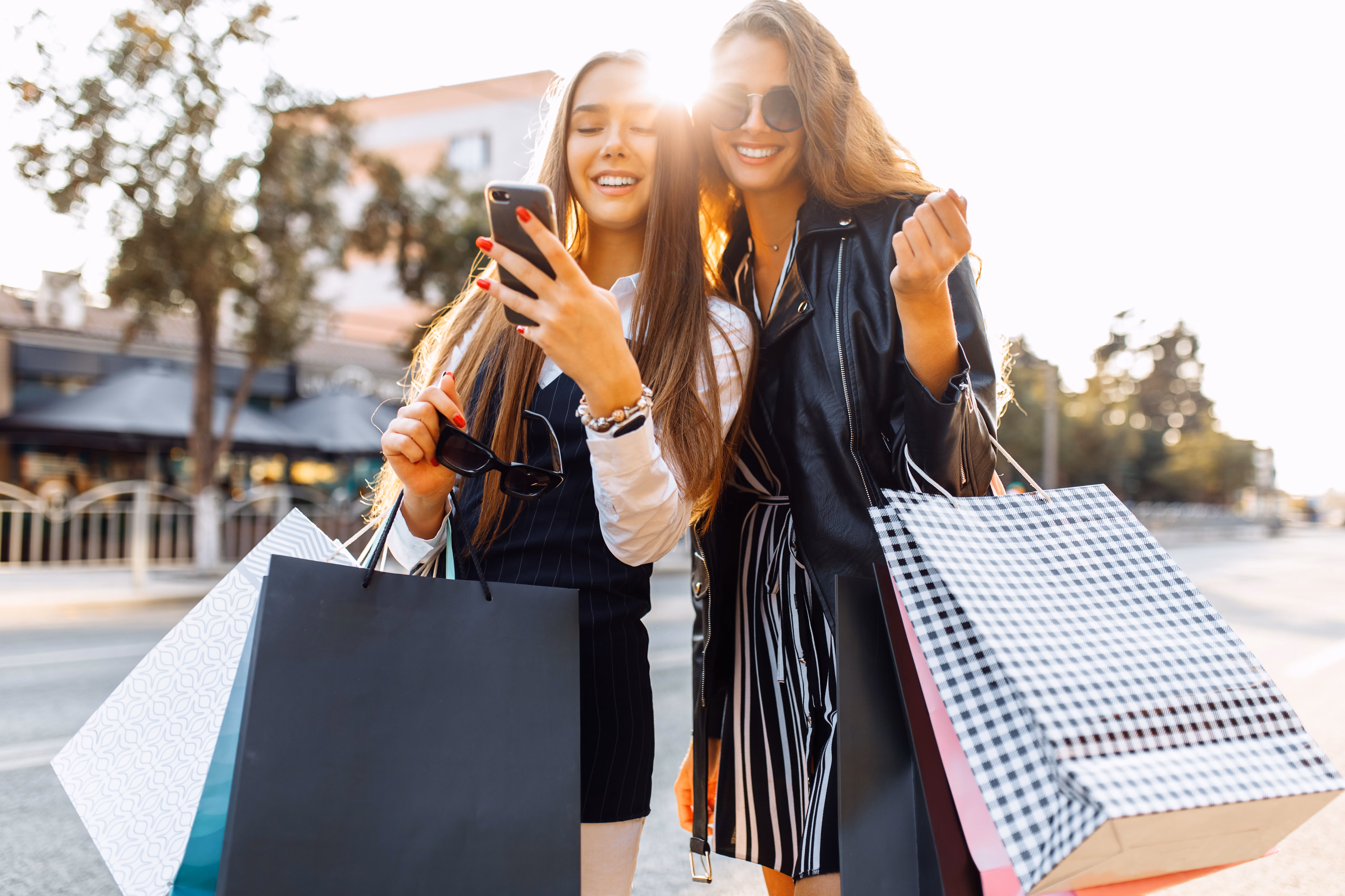 women shopping stock image