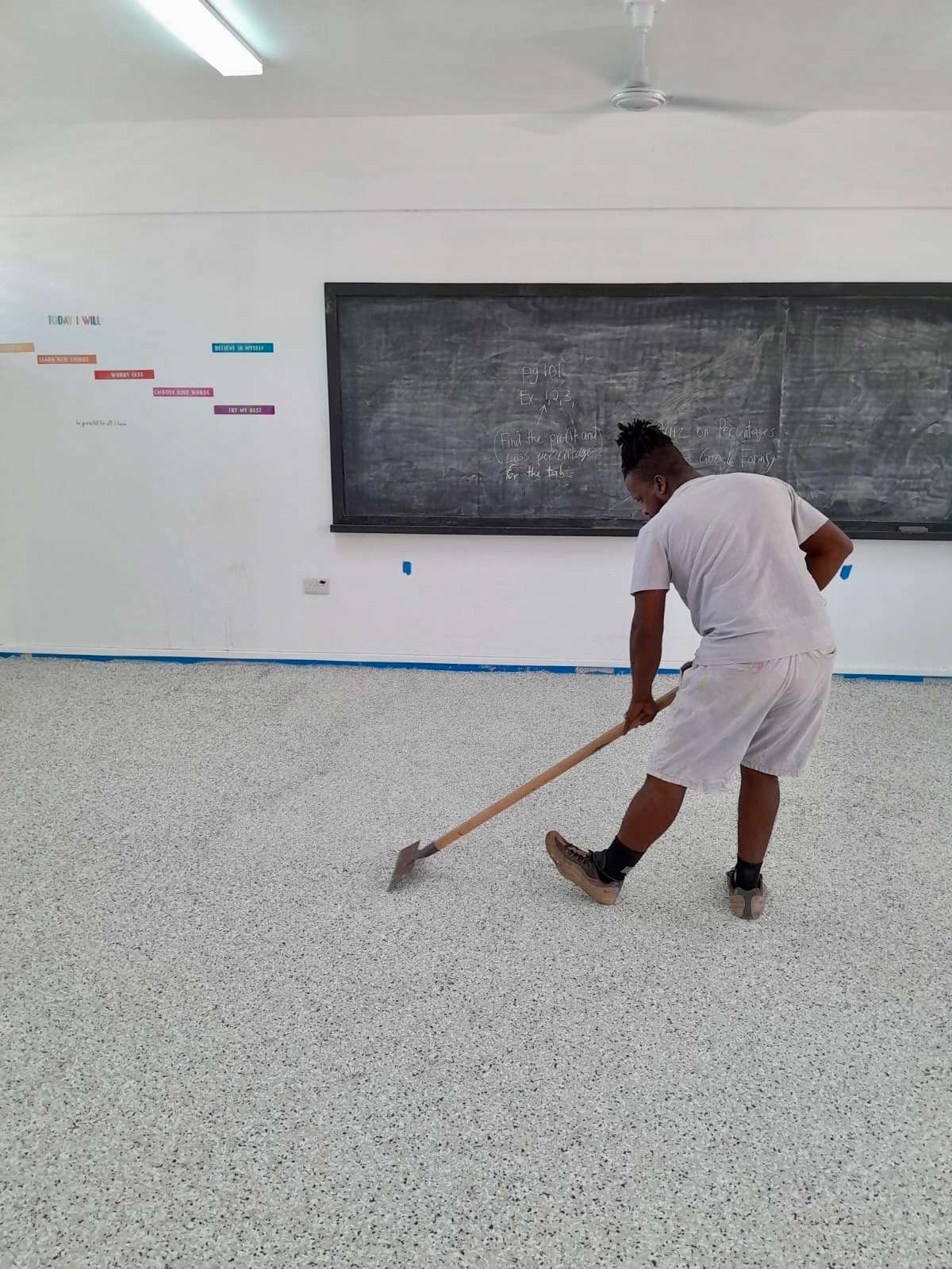 working doing epoxy flooring