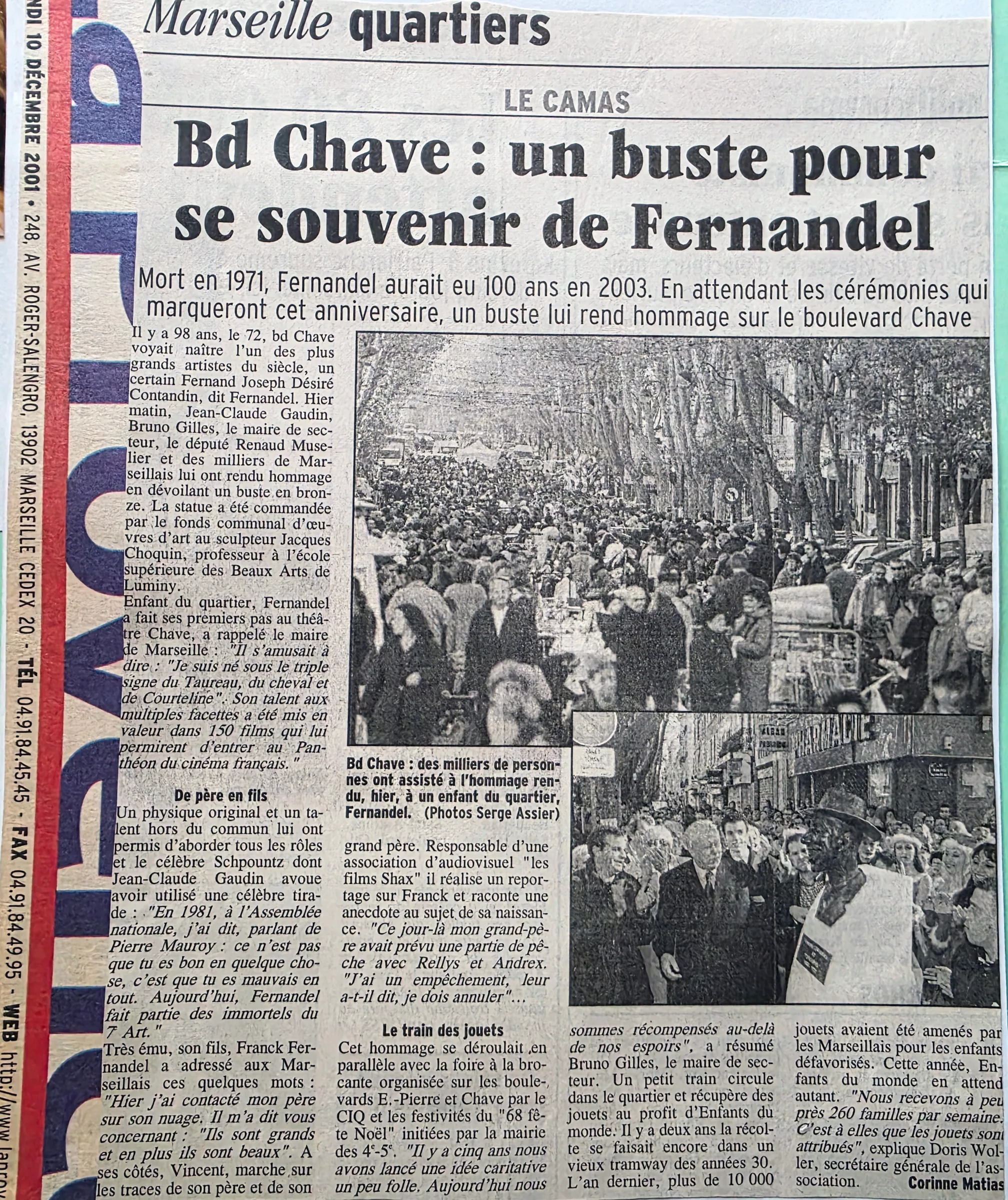 Bd Chave : un buste pour se souvenir de Fernandel