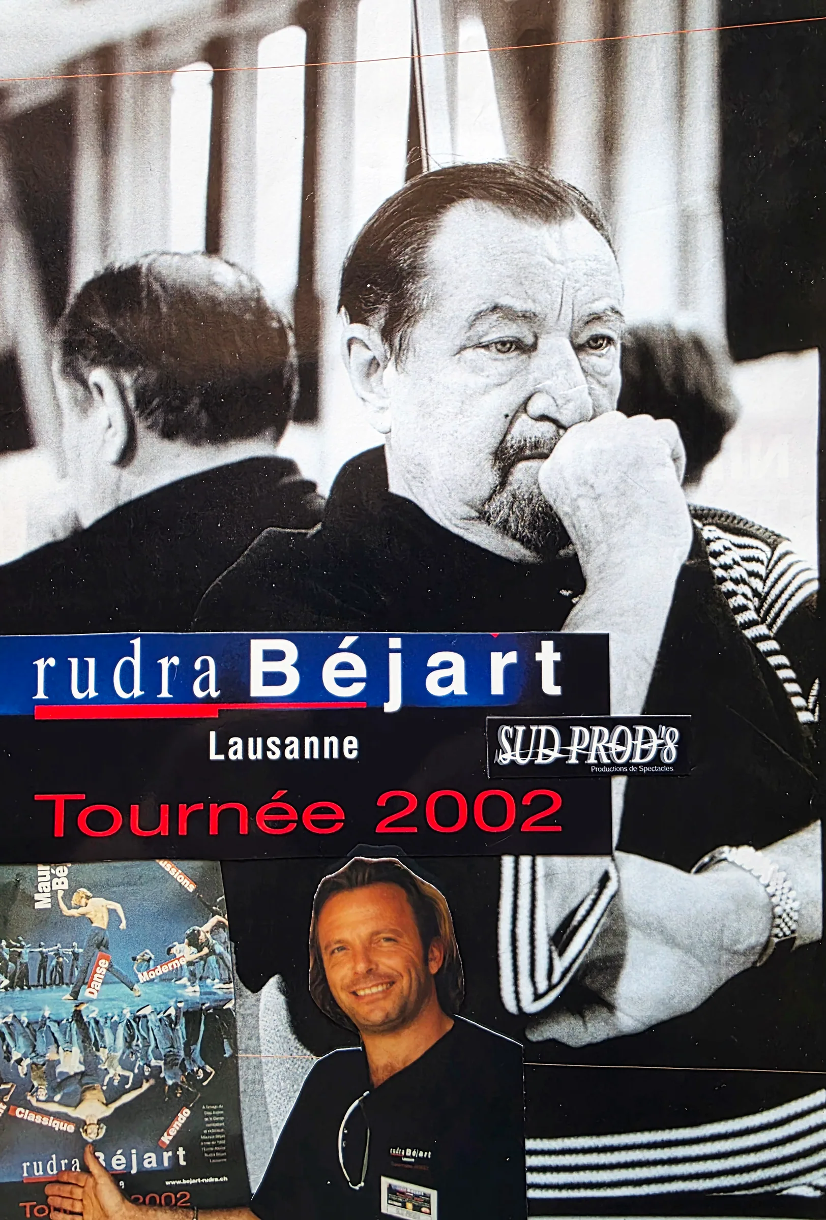 Maurice Béjart et l'affiche de la tournée 2002 de Sud Prod'8