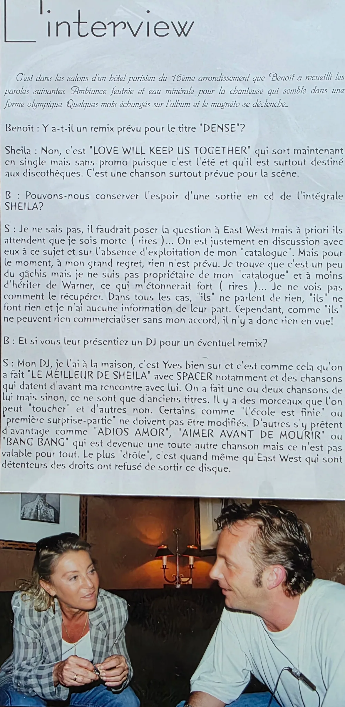 Sheila sur son catalogue et le remix de « Dense »