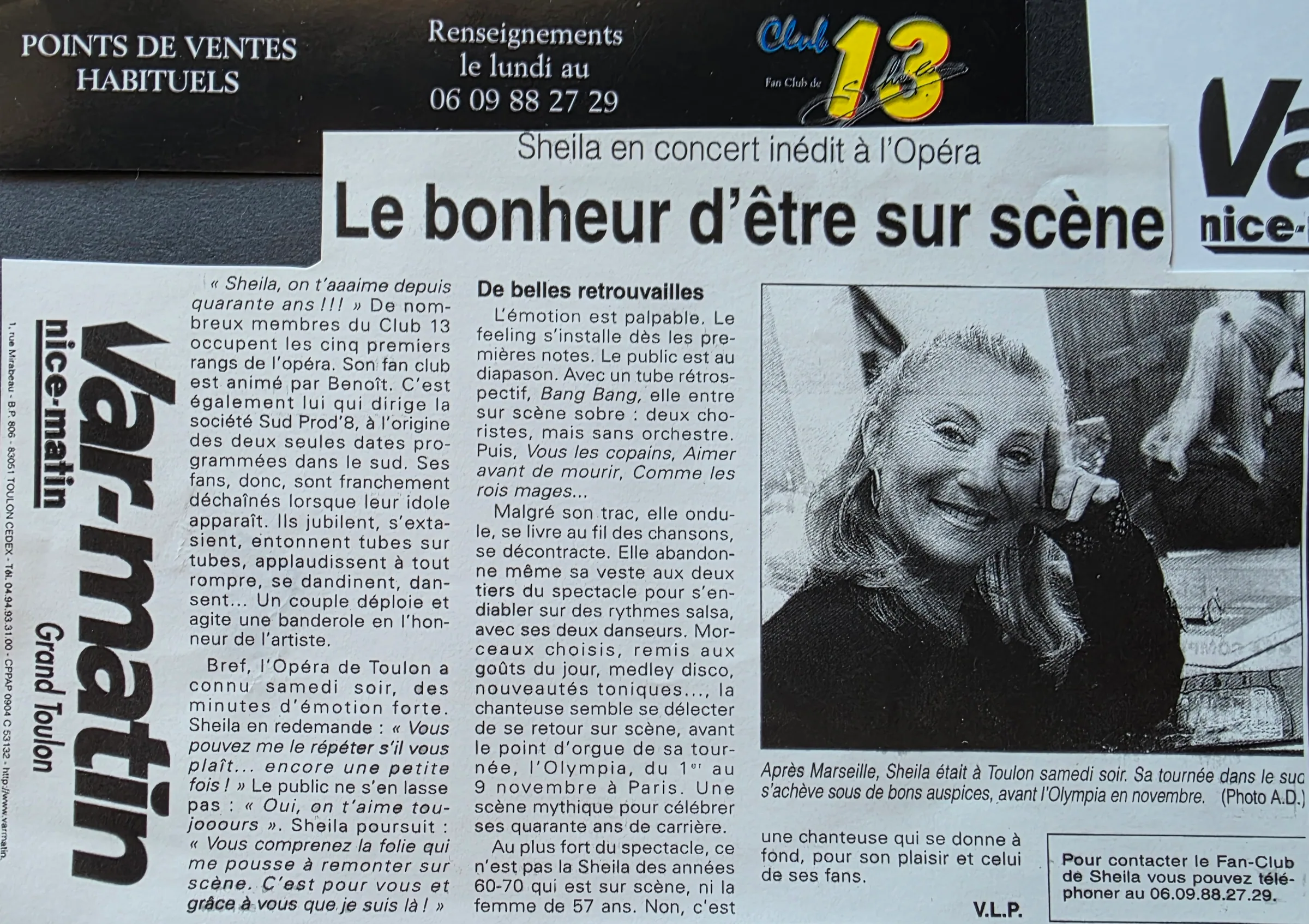Le bonheur d'être sur scène — Sheila à l'Opéra de Toulon