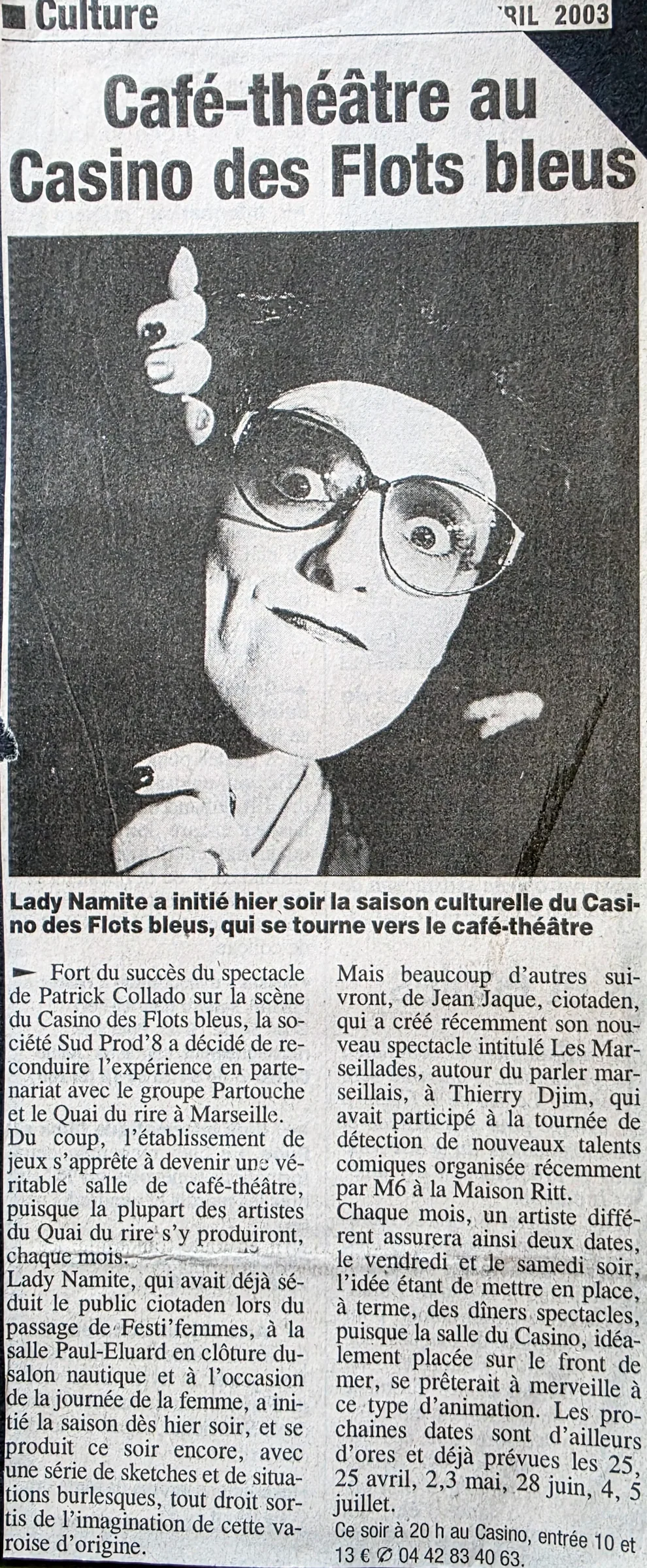 Café-théâtre au Casino des Flots Bleus avec Sud Prod'8