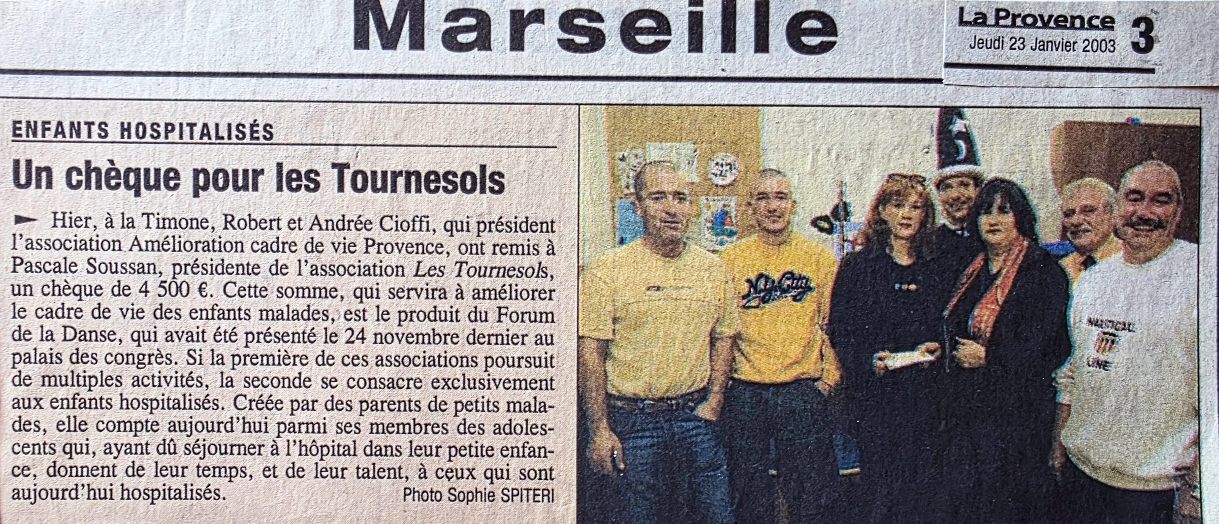 Un chèque de 4 500 € pour l'association Les Tournesols