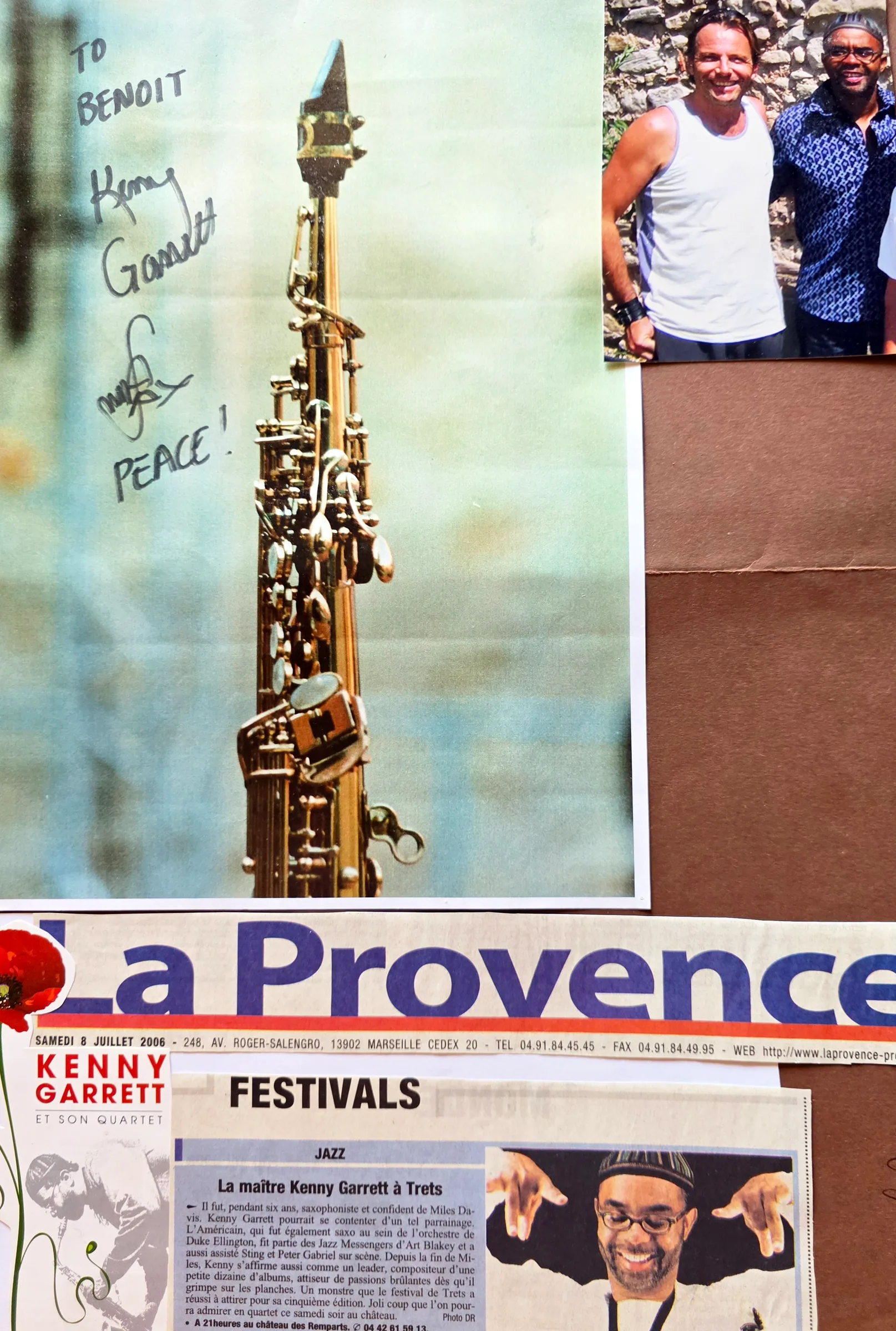 Kenny Garrett à Trets — la dédicace « To Benoît, Peace ! »