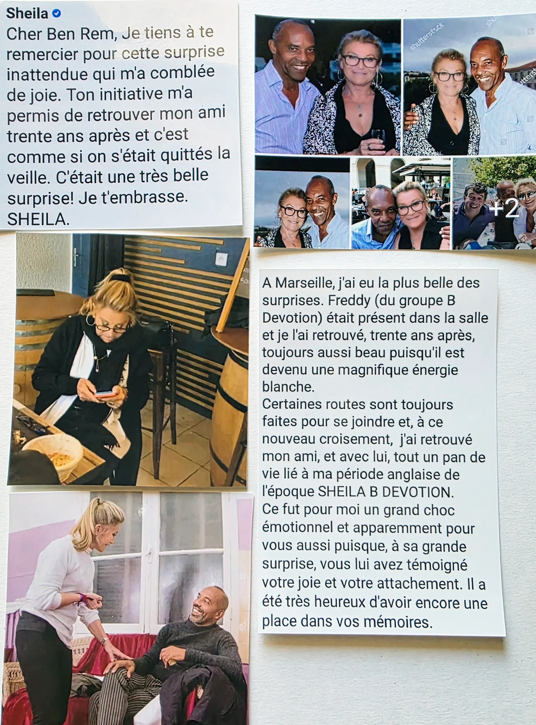 Le message de Sheila après les retrouvailles avec Freddy