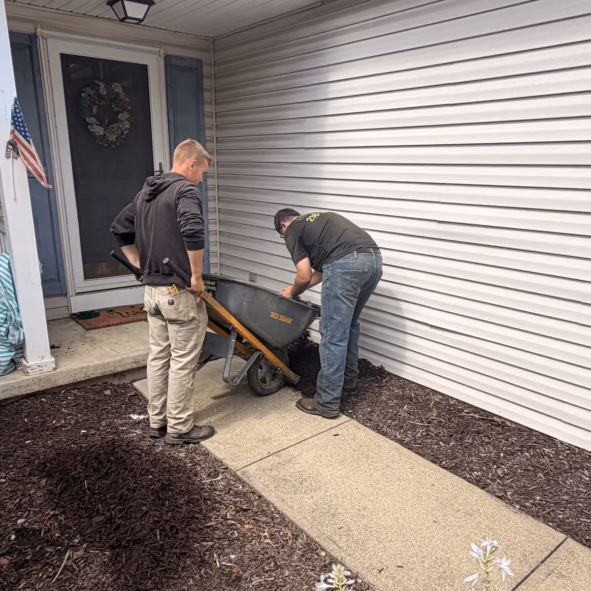 Professional mulch installation by In Season Landscaping in North Ridgeville, Ohio