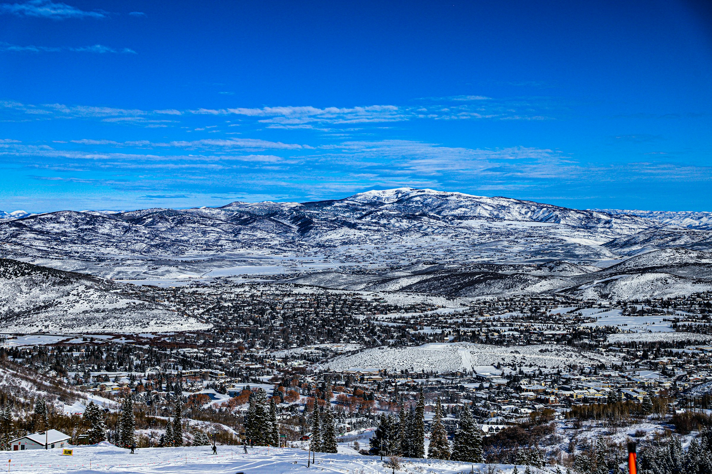 Snowy ski slopes and lift near Park City, Utah
